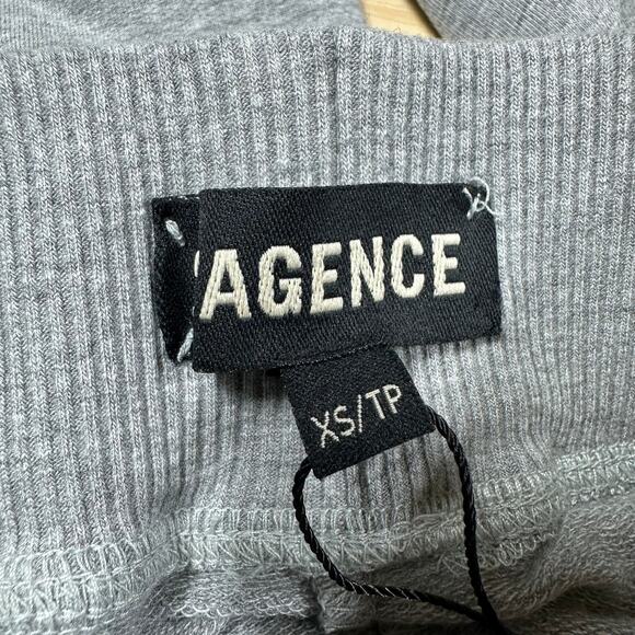 L'AGENCE NWT Moss High Rise Wide Leg Pants Heather Gray Size XS Pull-On Rib Knit - Picture 3 of 10